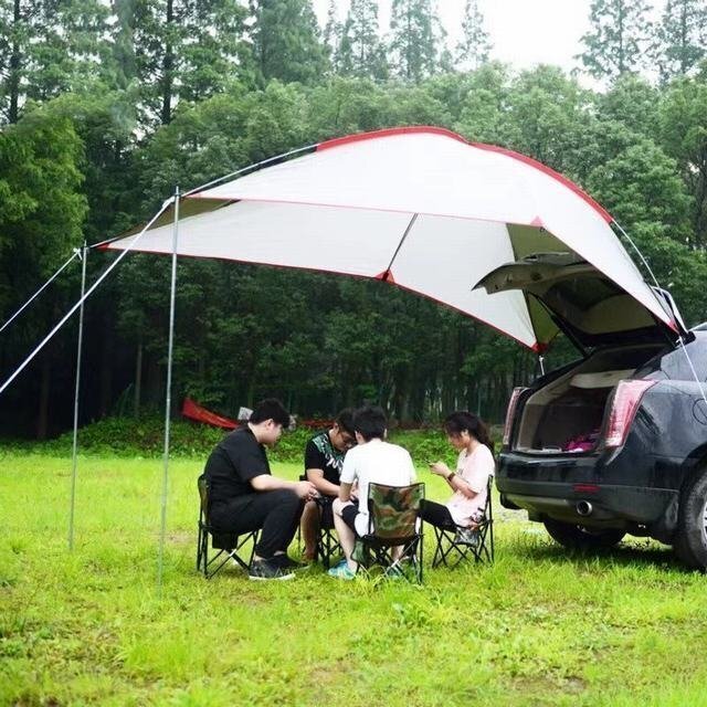 自動車テント  トレーラーテント カーサイドタープ トランクタープ 簡単設営 キャンプタープ 天幕 UVカット PU3000mm 3~5人用拍卖