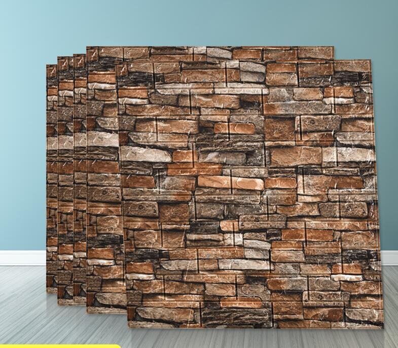 新品推薦★50枚 70x77cm 背景壁 3D立体レンガ模様壁紙 防水 汚い防止 カビ防止 エコ素材拍卖