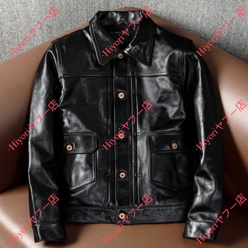 秋冬新品☆馬革 レザージャケット 革ジャン ライダース ホースハイド 本革 メンズファッション バイクレザー アメカジ ホースレザー拍卖