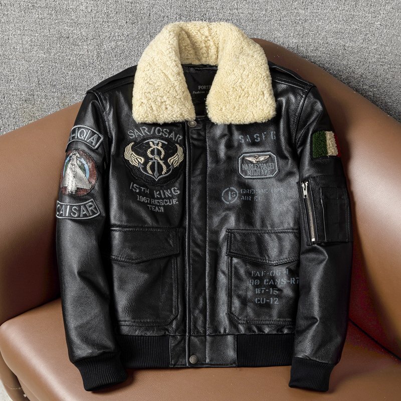 美品★フライトジャケット ムートン コート  本革 防寒服 ラムレザー 牛革冬保温 シープスキン S-5XL★サイズ選択可能拍卖