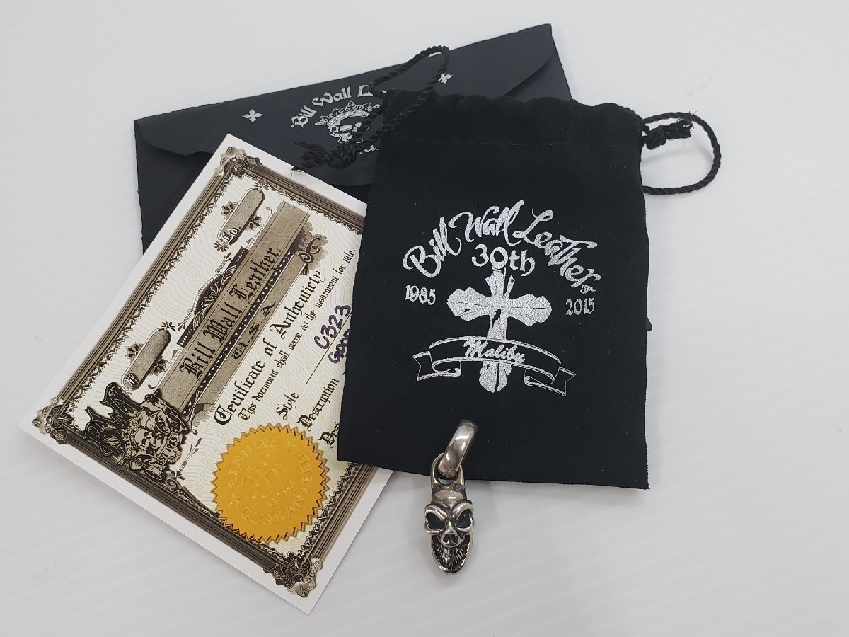 Bill Wall Leather ビルウォールレザー Good Luck Skull チャーム ペンダント トップ スターリングシルバー ギャランティ付属 ▽130228拍卖
