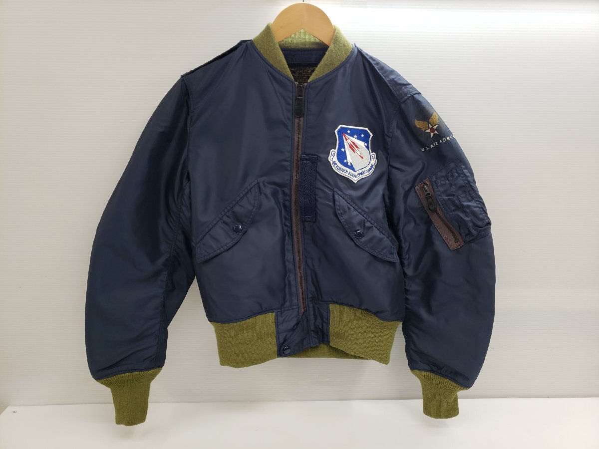THE REAL McCOY'S リアルマッコイズ L-2A フライトジャケット ネイビー 38サイズ グリーンリブ CONMERジップ ▽090654拍卖
