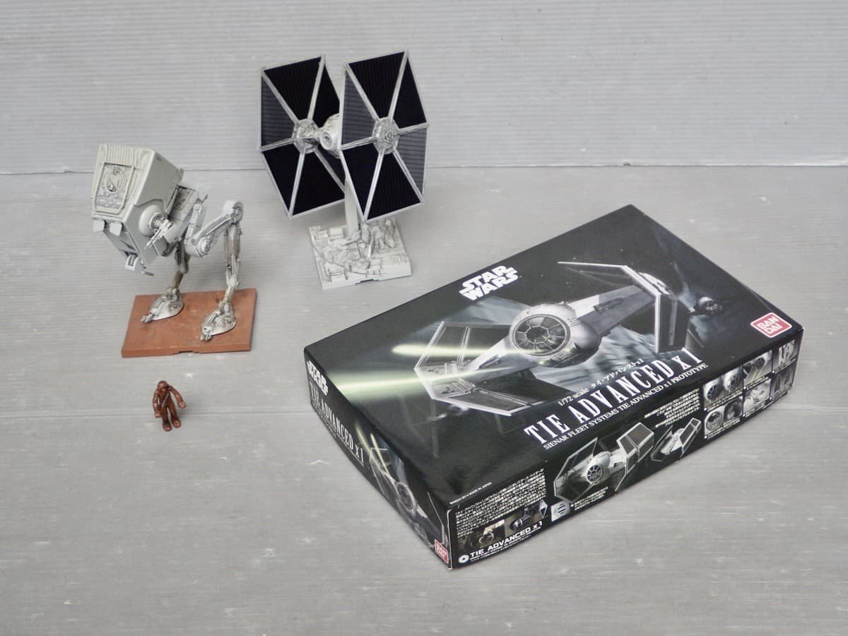 ジャンク!組立済み!【プラモデル】STAR WARS|タイ・アドバンストx1(/タイ・ファイター/AT-ST〈3体セット〉◆19×30×5.5cm拍卖