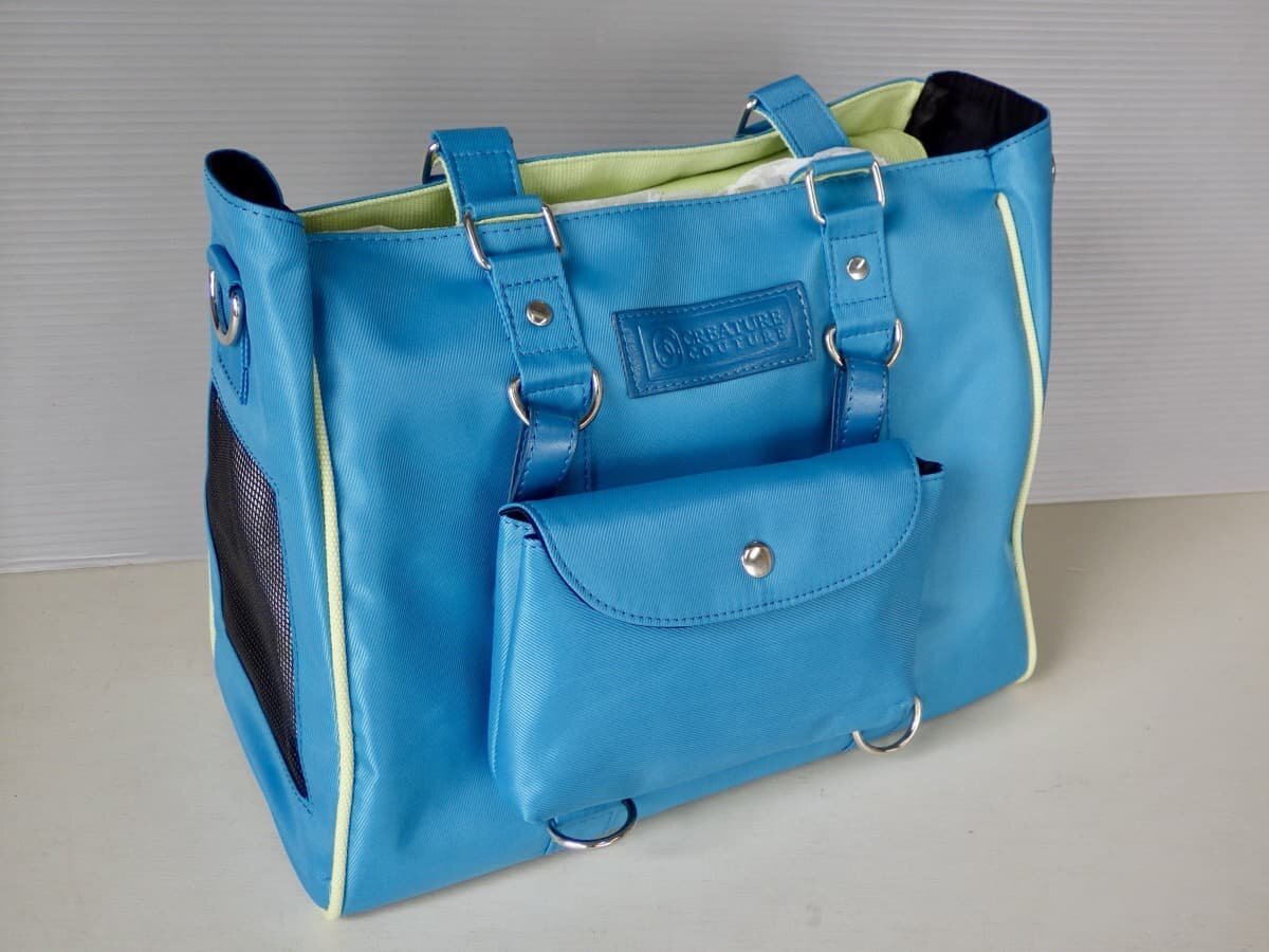 未使用!CREATURE COUTURE ペットキャリーバッグ◆ターコイズブルー&ライトグリーン◆小型用◆クリーチャー・クチュール拍卖