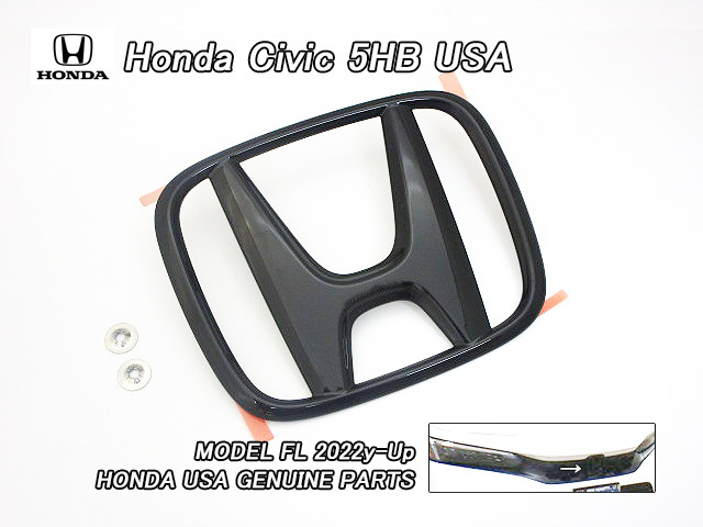 シビックFL1FL2【HONDA】ホンダCIVICハッチバック純正USエンブレム-フロントHマーク(黒色)/USDM北米仕様5HBスポーツUSA黒グロスブラック拍卖