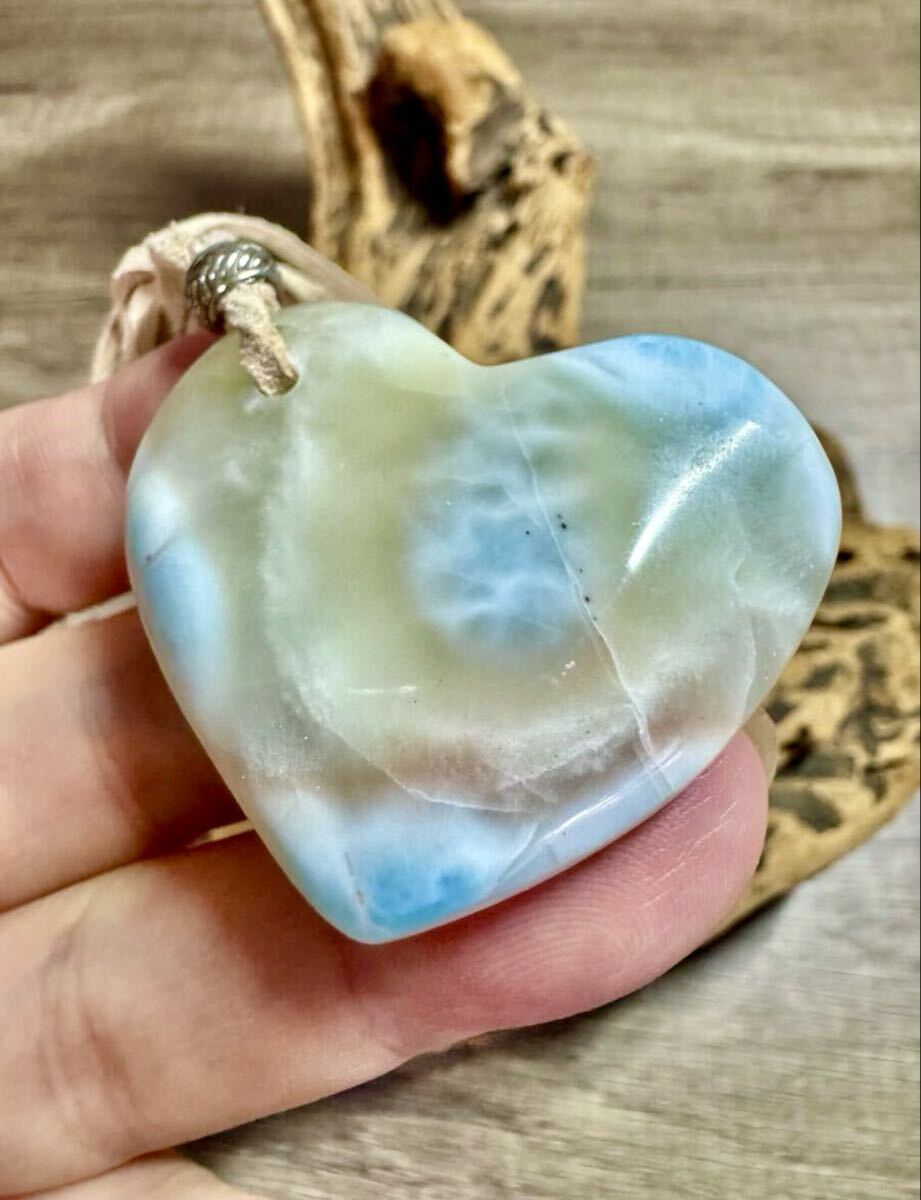 ◆ ハイクオリティ ピンクラリマー ハート&シーグラス ペンダントトップ ネックレス 天然石アクセサリー ☆。.:*・゜ラリマー拍卖