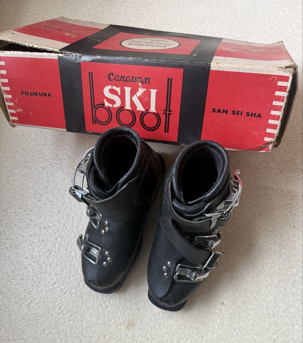 キャラバン スキー靴 スキーブーツ Caravan SKI BOOT 1971年製 昭和46年 21センチ アンティーク拍卖
