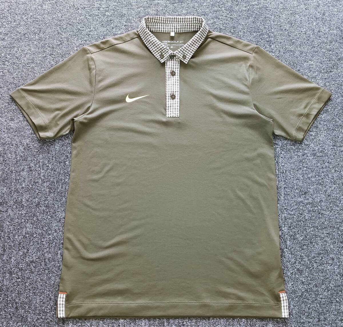 美品!NIKE GOLF DRI-FIT ナイキゴルフ スタンダード ポイントチェック柄 ストレッチ 吸汗速乾 半袖ゴルフポロ(深緑M-L相当)拍卖