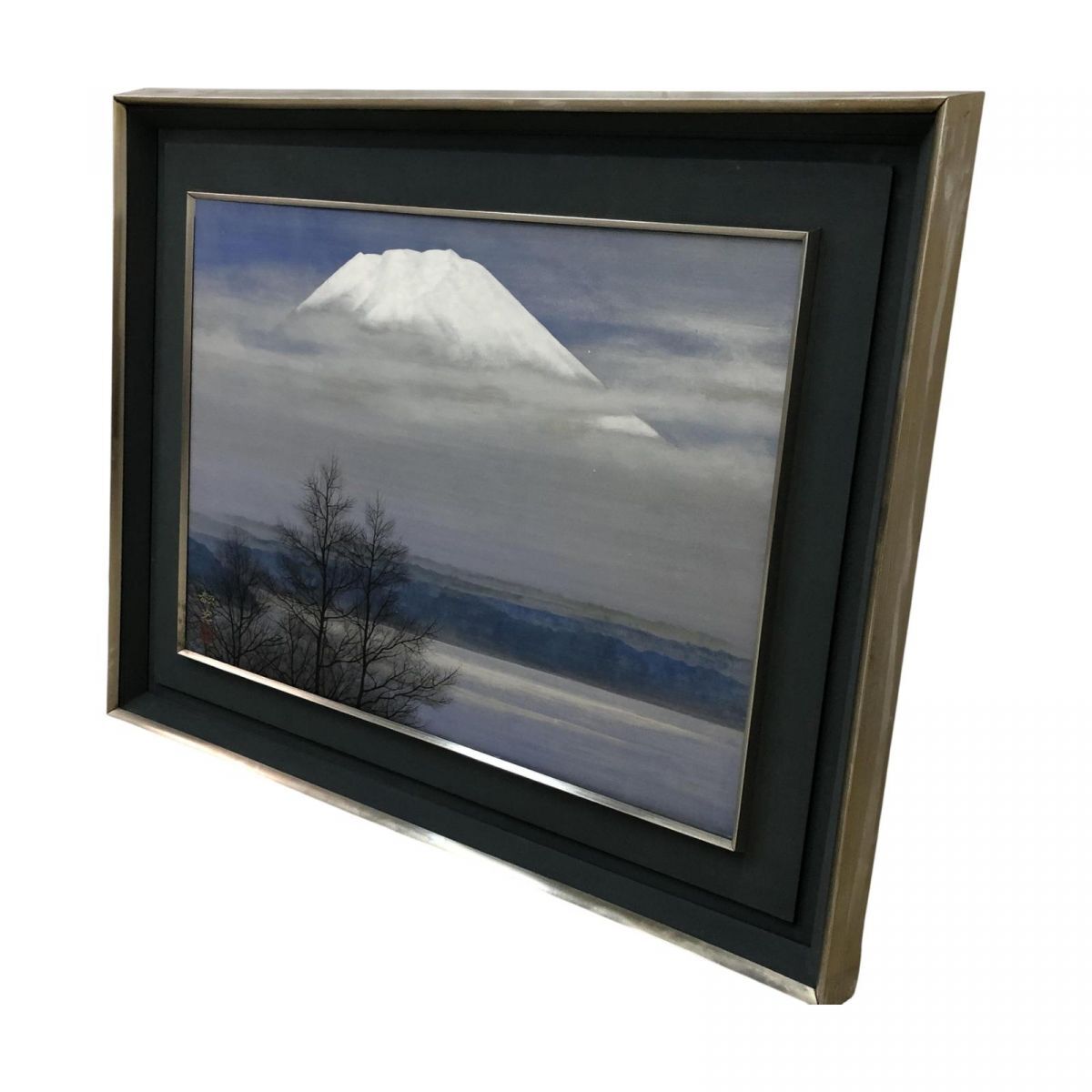 絵画 韶光 湖畔の富士 幅80×高さ65×奥行5cm 直接お渡し歓迎 CLG49382相拍卖