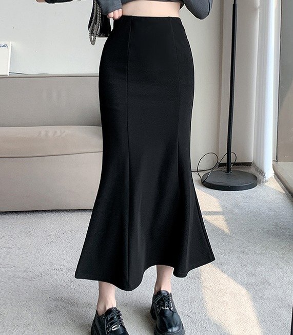 スカート タイトスカート フリル 切り替え スリム 着痩せ XL ブラック拍卖