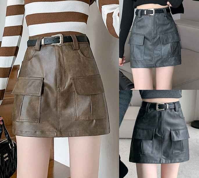 ミニスカート ボトムス シンプル カジュアル 無地 秋冬 レディース S ブラック拍卖