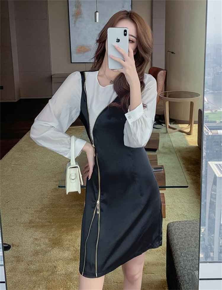 S~5XL 大きいサイズ お出かけ 長袖 縫付 スリム ミニスカート M ワンカラー拍卖