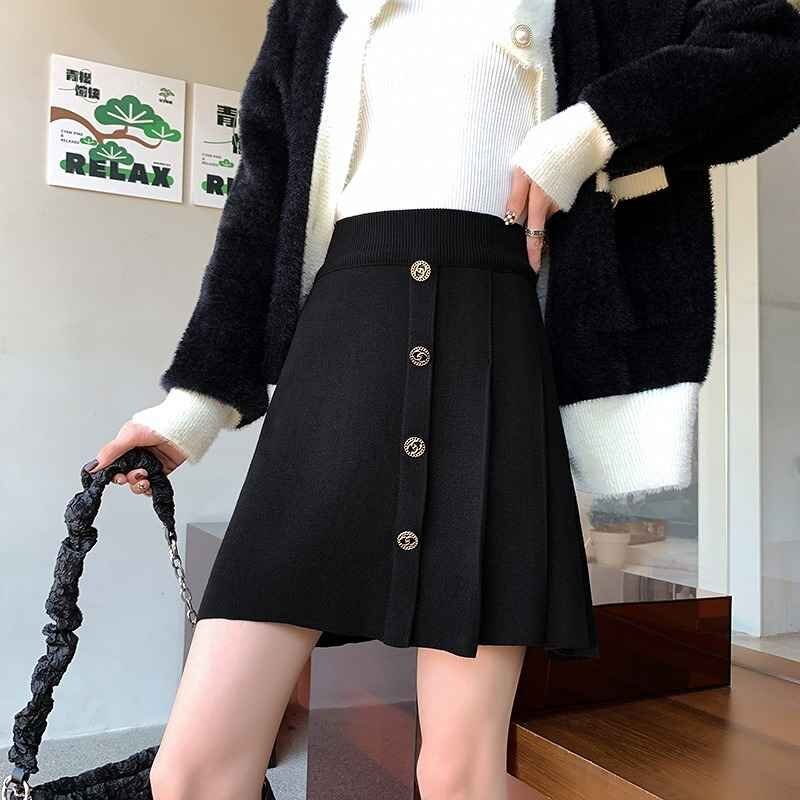 ミニスカート ボトムス かわいい カジュアル シンプル 秋冬【大きいサイズあり】 2XL ブラック拍卖