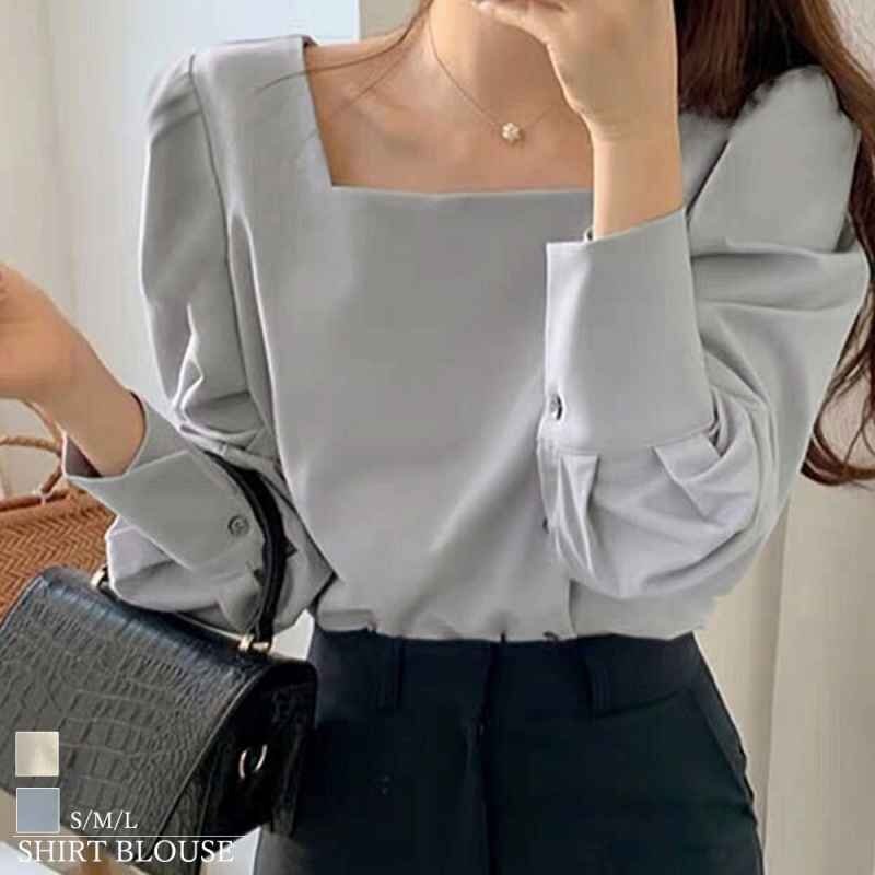 オフィスカジュアル トップス レディース M ブルーグレー拍卖