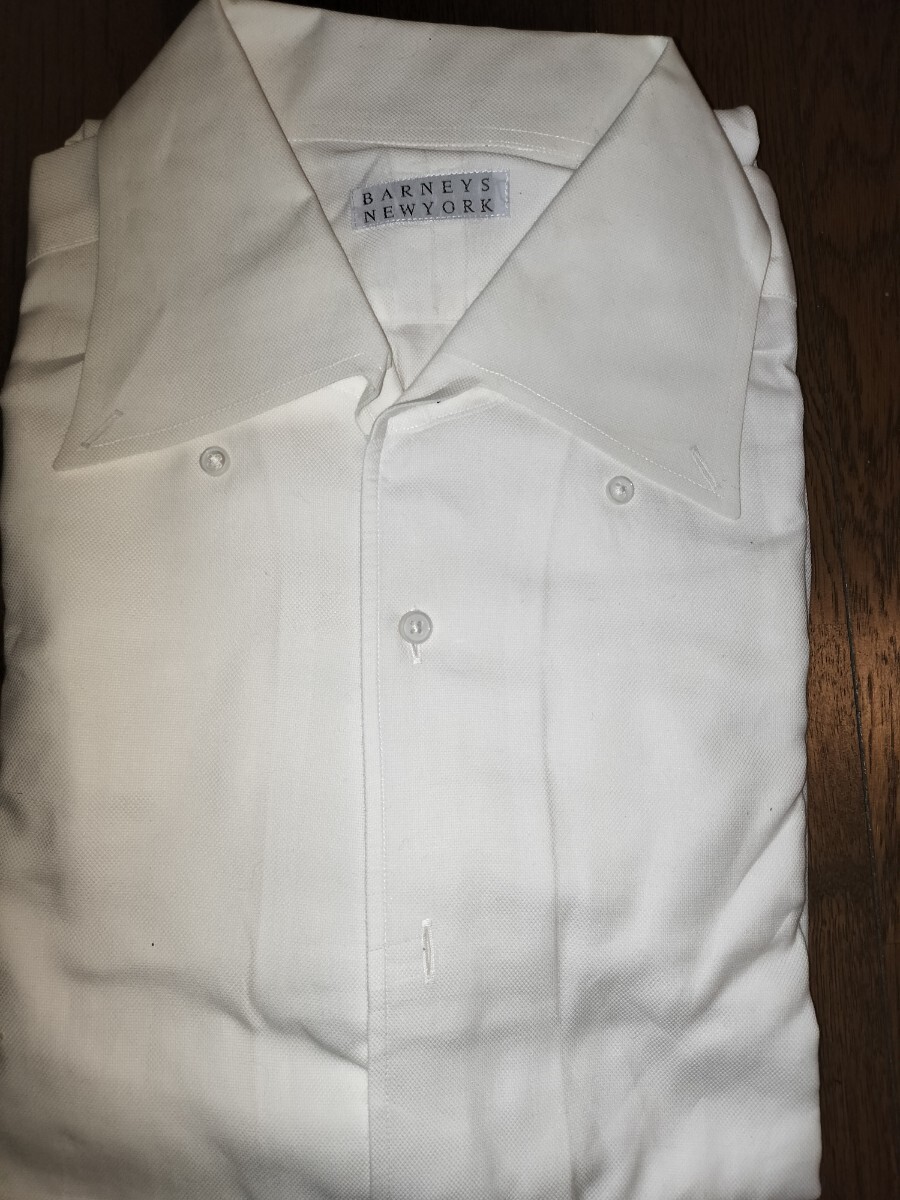 バーニーズニューヨーク barneys new york 長袖シャツ ボタンダウン 白無地 白シャツ 日本製 格安! XL 43/89拍卖
