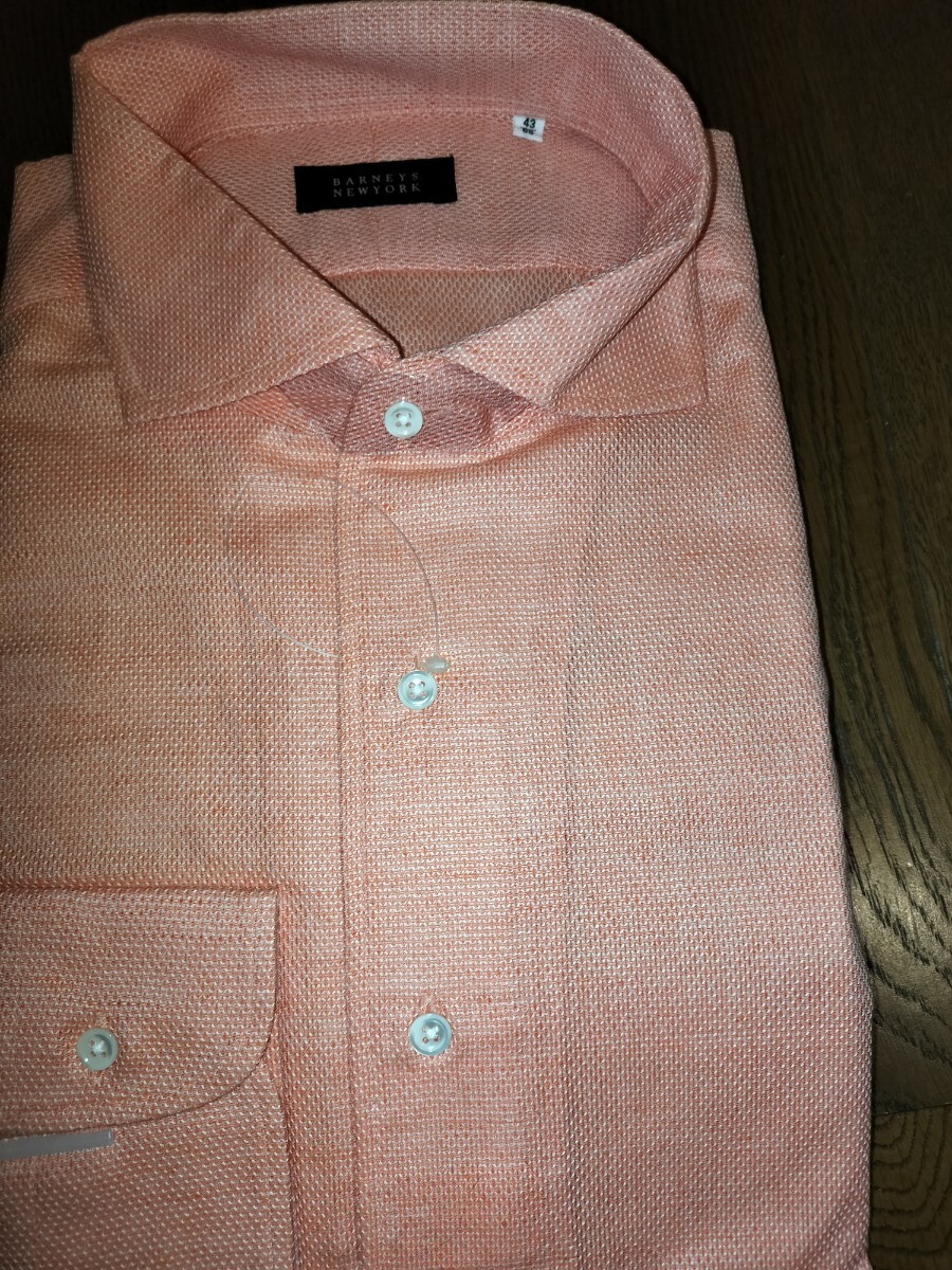 バーニーズニューヨーク barneys new york 長袖シャツ ストライプ オレンジ コットンリネン 日本製 格安! XL 43/89拍卖