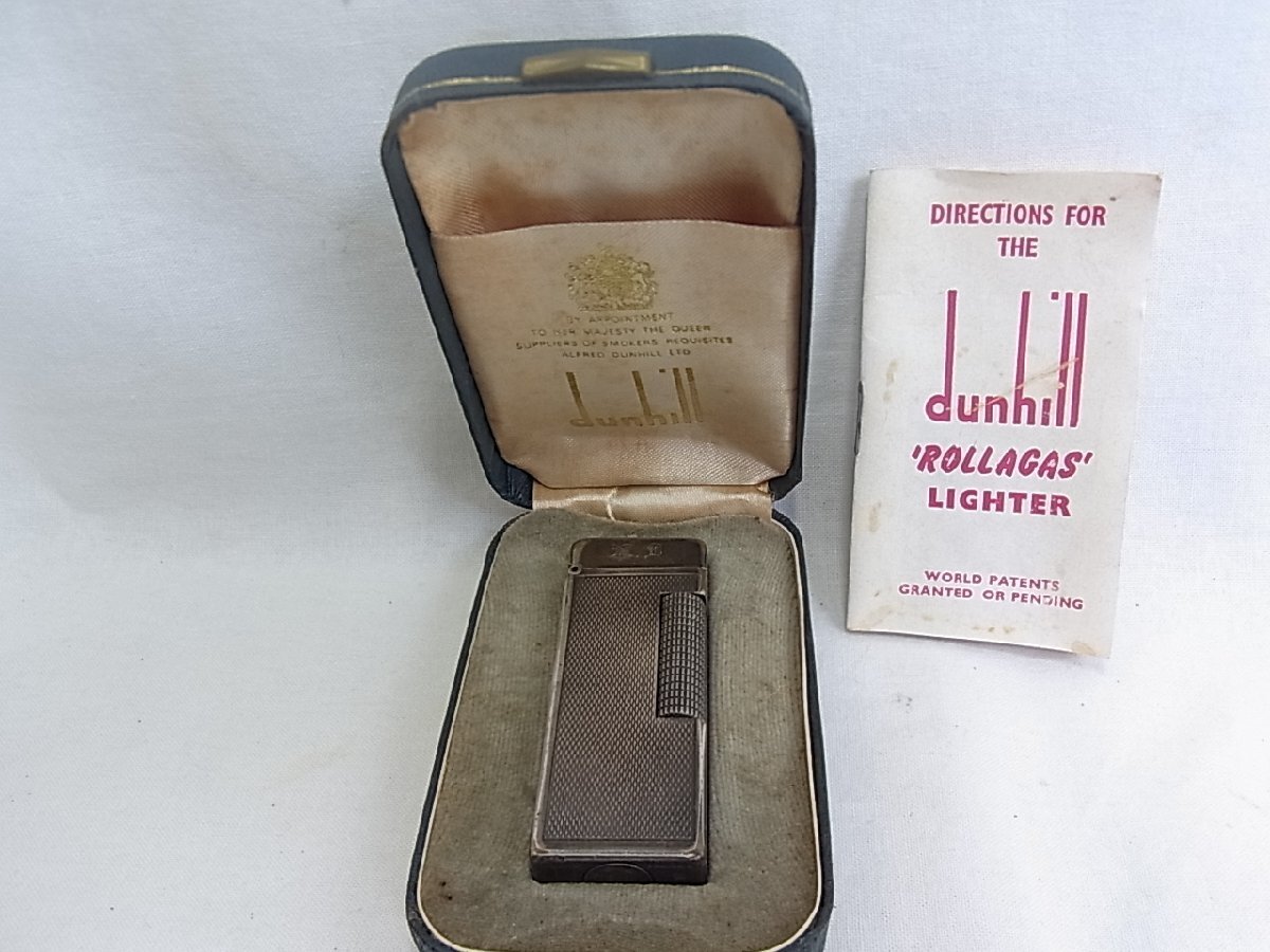 旧型ダンヒルガスライターU.S.A PAT.NO1657352【点火良好共箱入】イニシャル刻印有り&英語版書類-通有:経年変色有りますが大きな損傷無拍卖