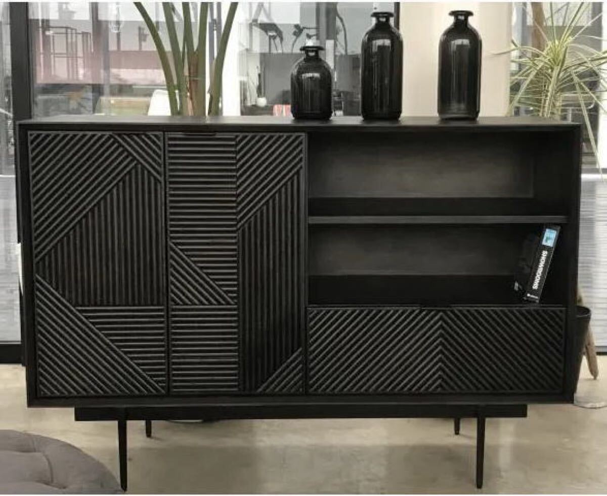 ミッドセンチュリーサイドボード/ブラック(検 midcenruty,ビンテージ,twoface,ビンテージ,イームズ,和モダン,50's,30s,40s,什器,テレビ台拍卖