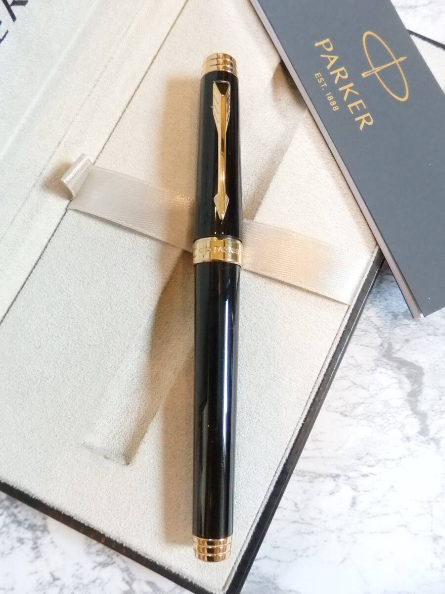 ◆【ほぼ未使用】【送料日本全国410円~】パーカー プリミエ ラックブラックGT ペン先:18K750ソリッドゴールド XF 拍卖