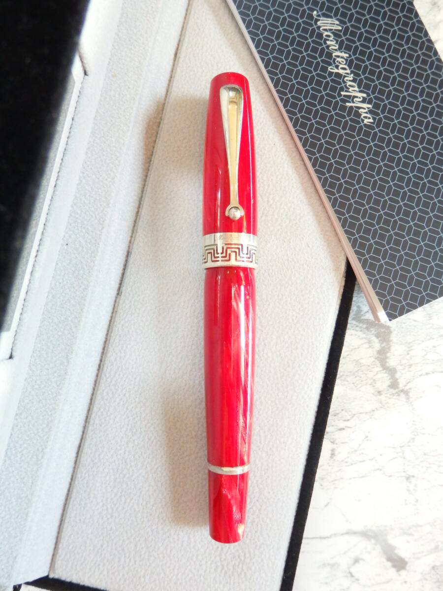 ◆【未使用に近い】【送料410円】モンテグラッパ MIYA イタリアンプレシャスセルロイド レッド ペン先:18K750ソリッドゴールド B拍卖