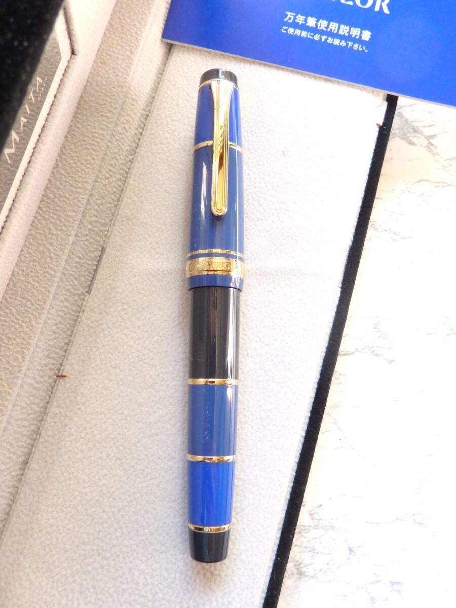 ◆【ほぼ未使用】【送料230円】セーラー万年筆 ミルコロール ブルー ペン先:21K875ソリッドゴールドH-MF拍卖