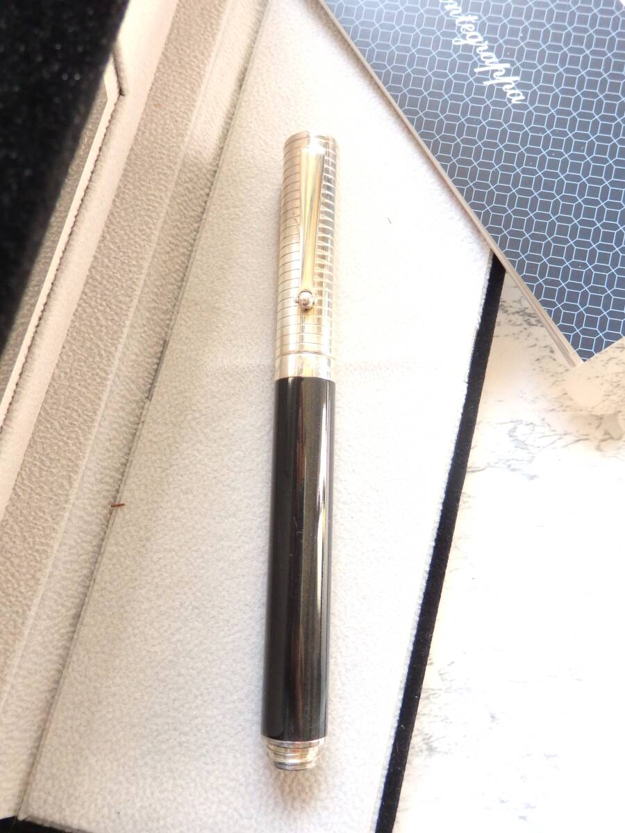 ◆【美品】【送料440円】モンテグラッパ エスプレシオーネ ネイビー×スターリングシルバー925バイカラーローラーボール拍卖