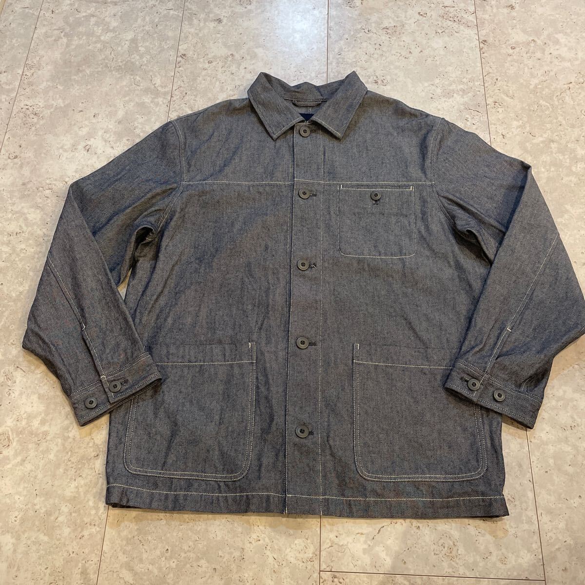 Lサイズ 良好 オールド ユニクロ OLD UNIQLO デニム カバーオール ジャケット ビンテージ グレー系 90年代 90s拍卖