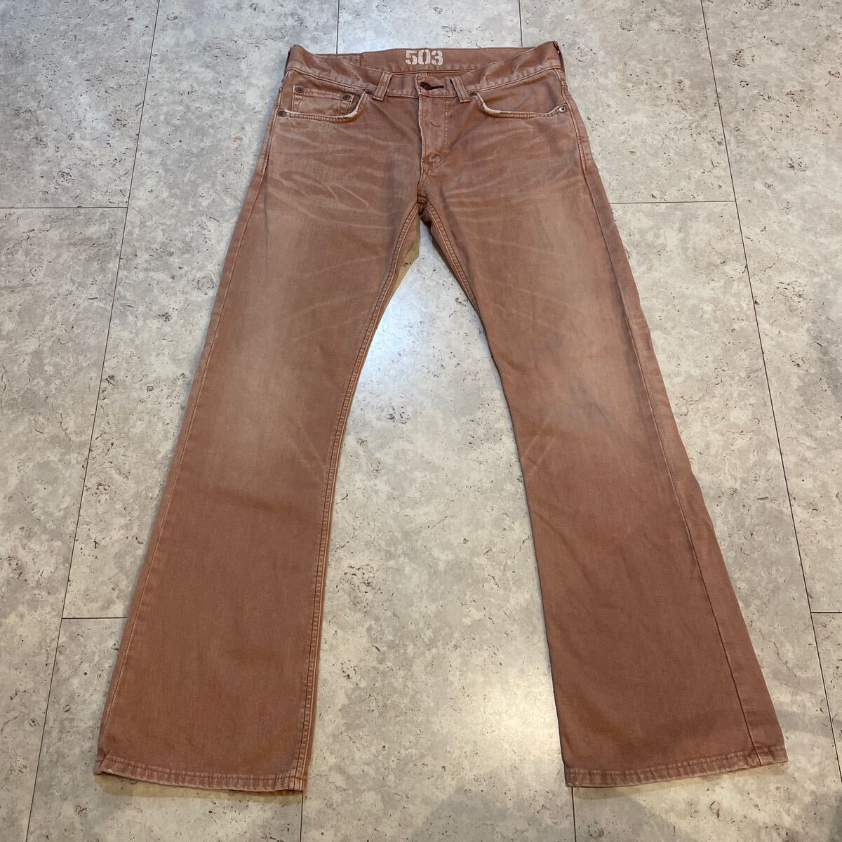 w32 EDWIN エドウィン BT5001 ブーツカットカラーデニムパンツ 日本製 スモーキーピンク系 フラップポケット USED加工 503 BLUE TRIP拍卖