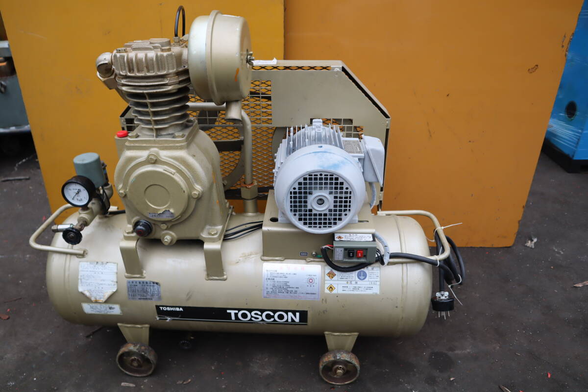 東芝エアーコンプレッサーTOSCON SP10D-15T2  1.5kw(2馬力) 三相200V タンク65L  整備点検済 動作確認済 即決価格拍卖