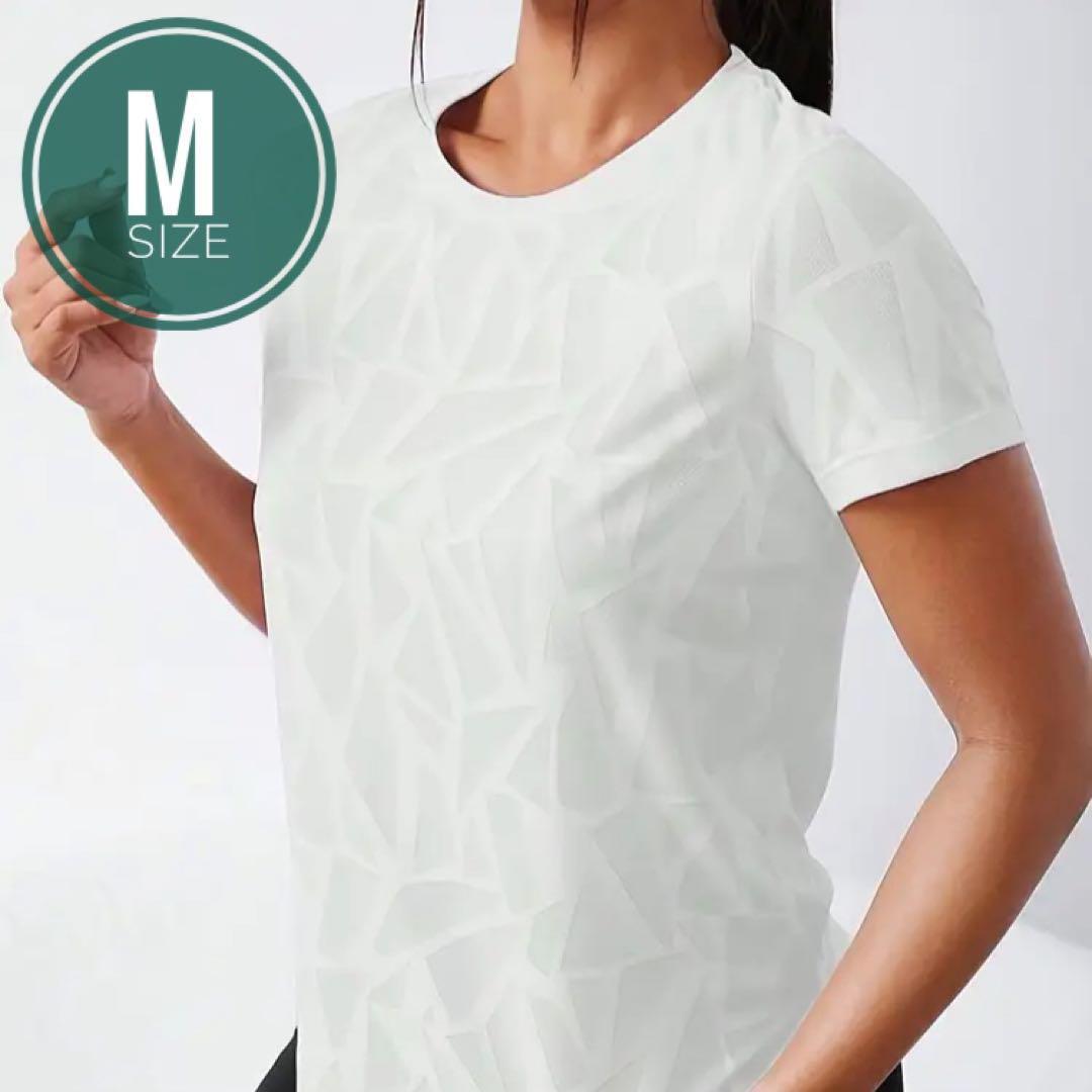 大人気☆スポーツウェア ヨガウェア 半袖 Mサイズ ホワイトT-R4拍卖