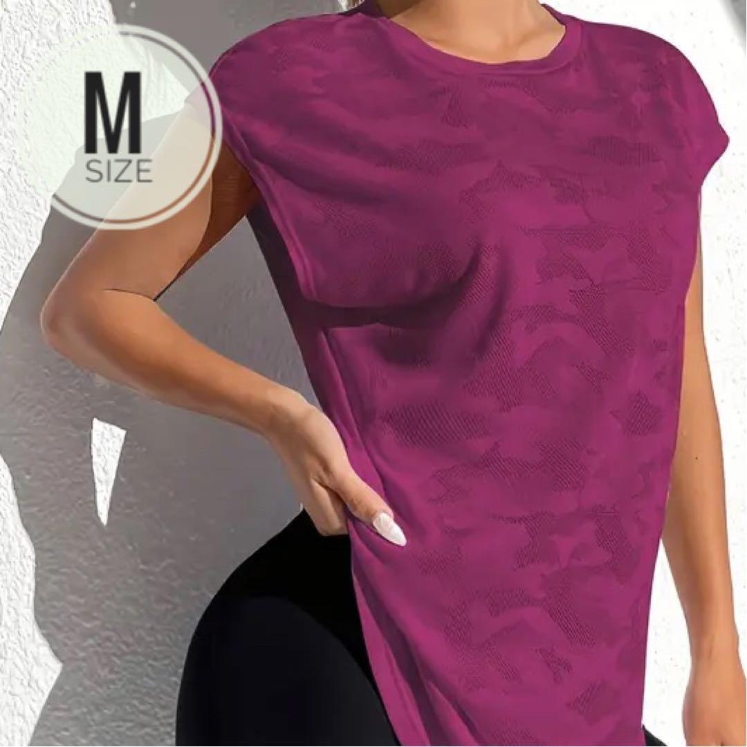 大人気☆スポーツウェア ヨガウェア 半袖 Mサイズ レッド T-S4拍卖