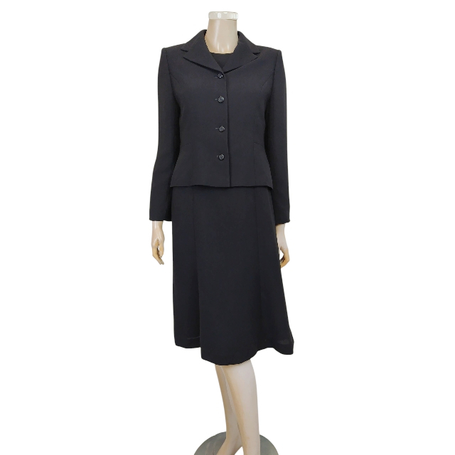 新品同様★フィガロクラブ*東京ソワール*美黒*色香シフォンスリーブ*ワンピース&ジャケット*ブラックフォーマルスーツ*11号.Lサイズ.40拍卖