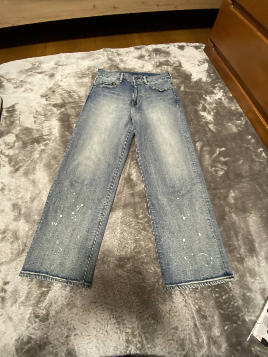 美品 ベイクルーズ TENDREMENT タンドルマン ペイント ワイド デニムパンツ size38/青 拍卖