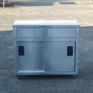 タニコー 業務用 ステンレス 引出付 調理台 扉付き 作業台 W900 D450 H800mm 厨房 TX-WCT-945DNB 片面 引違戸 食器庫 引き出し付 W90cm拍卖