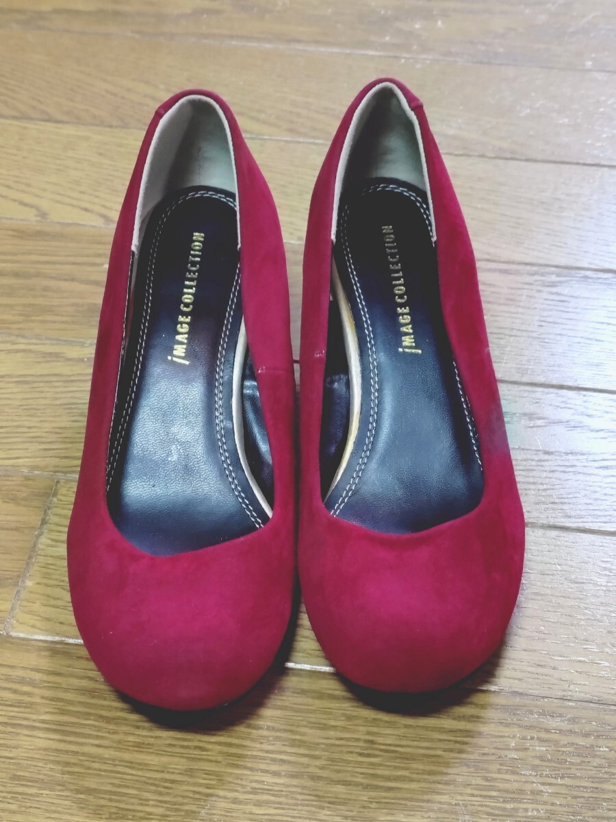 ◎image collection◆赤◆スエード◆パンプス◆ウェッジソール◆22.5cm◆美品◆クリスマス 秋冬拍卖
