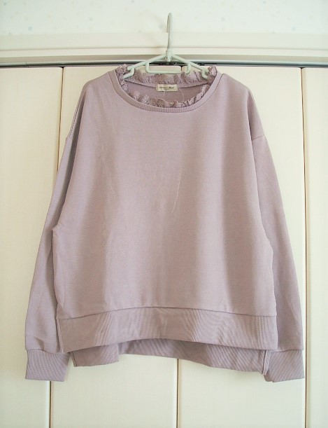 サマンサモスモス★裏毛スタンドレースプルオーバー・ラベンダー★タグ付き拍卖