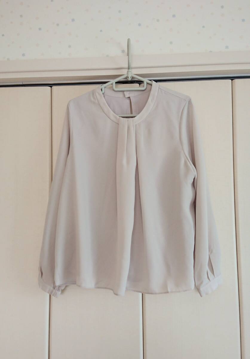 グローバルワーク★ボウタイ風ブラウス・ベージュL★タグ付き拍卖