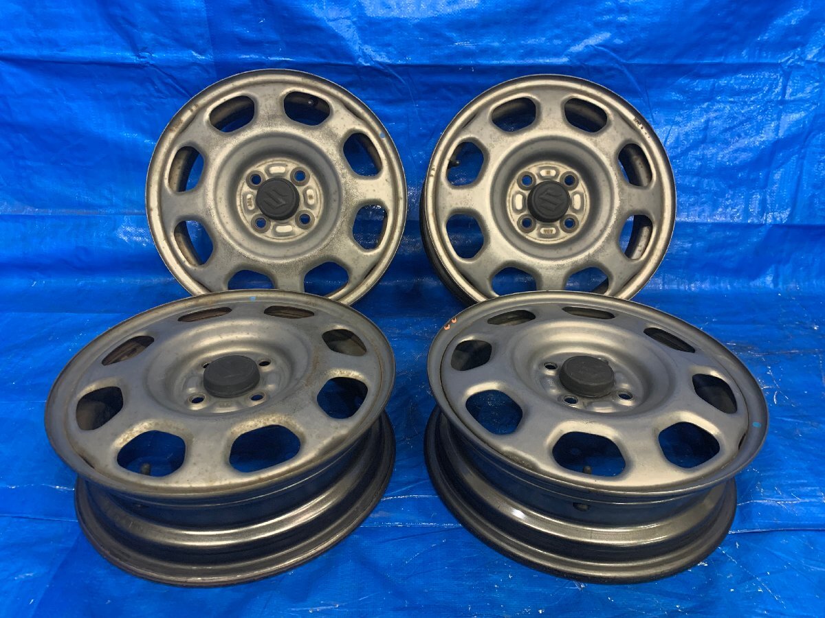 ハスラー 純正スチールホイール4本セット センターキャップ付き 15インチ 15×4.5J +45 PCD100 4穴 棚 9 700858拍卖