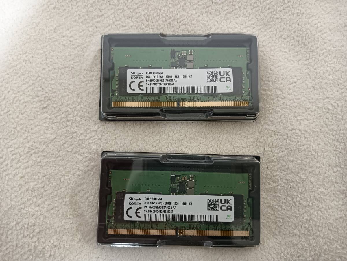 SK-Hynix モジュール規格 PC5-44800 (DDR5-5600) SODIMM 16GB (8GB2枚組) 新品同様 メーカー純正品 送料無料拍卖