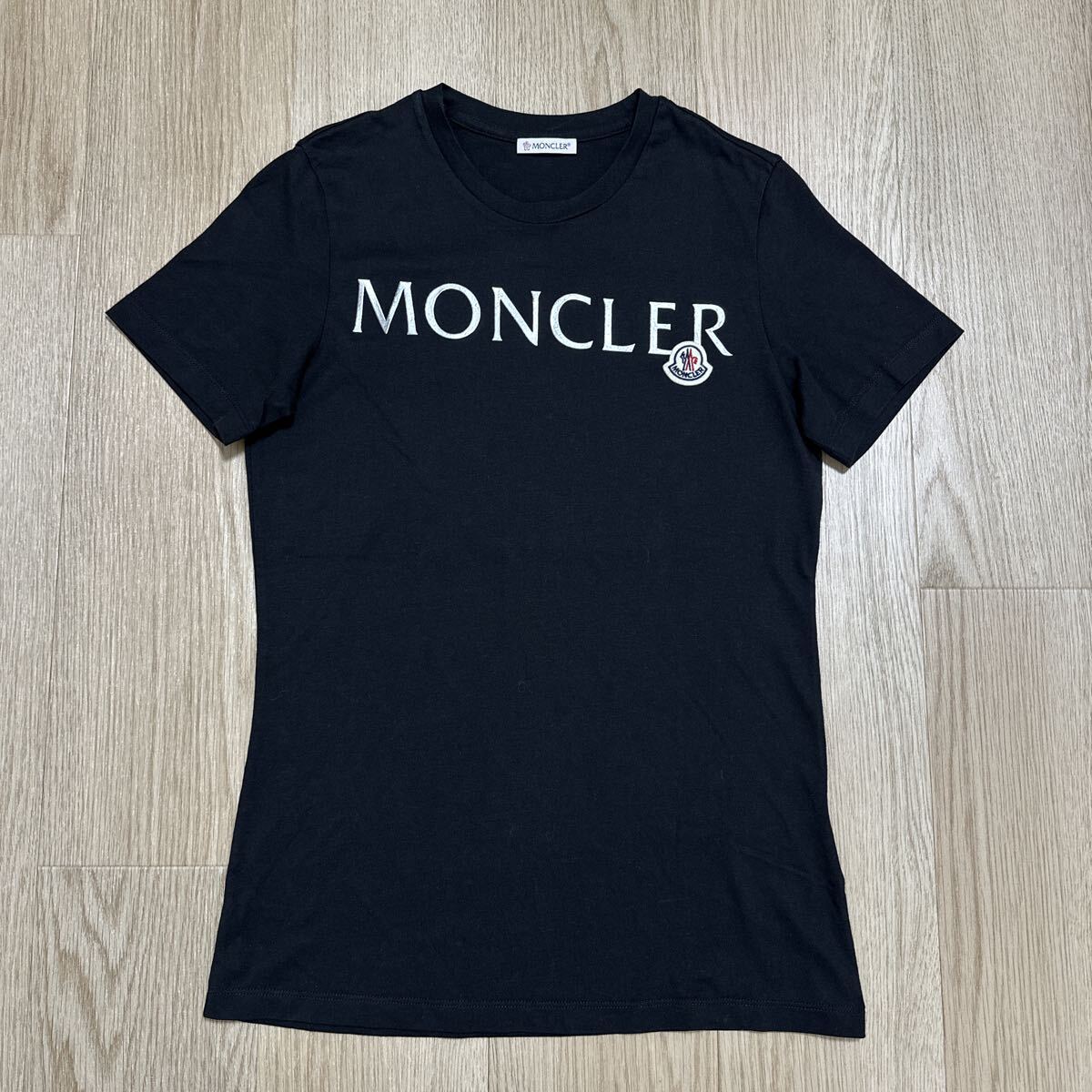 【美品】MONCLER モンクレール ロゴワッペン Tシャツ size XS ブラック レディース拍卖