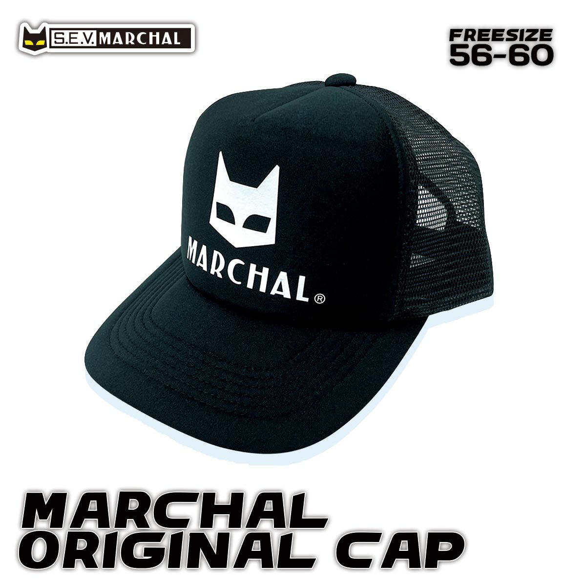 マーシャルオリジナル キャップ ロゴ 黒×黒 フリーサイズ 56~60cm 帽子 旧車 バイク 単車 ツーリング 800-3014拍卖