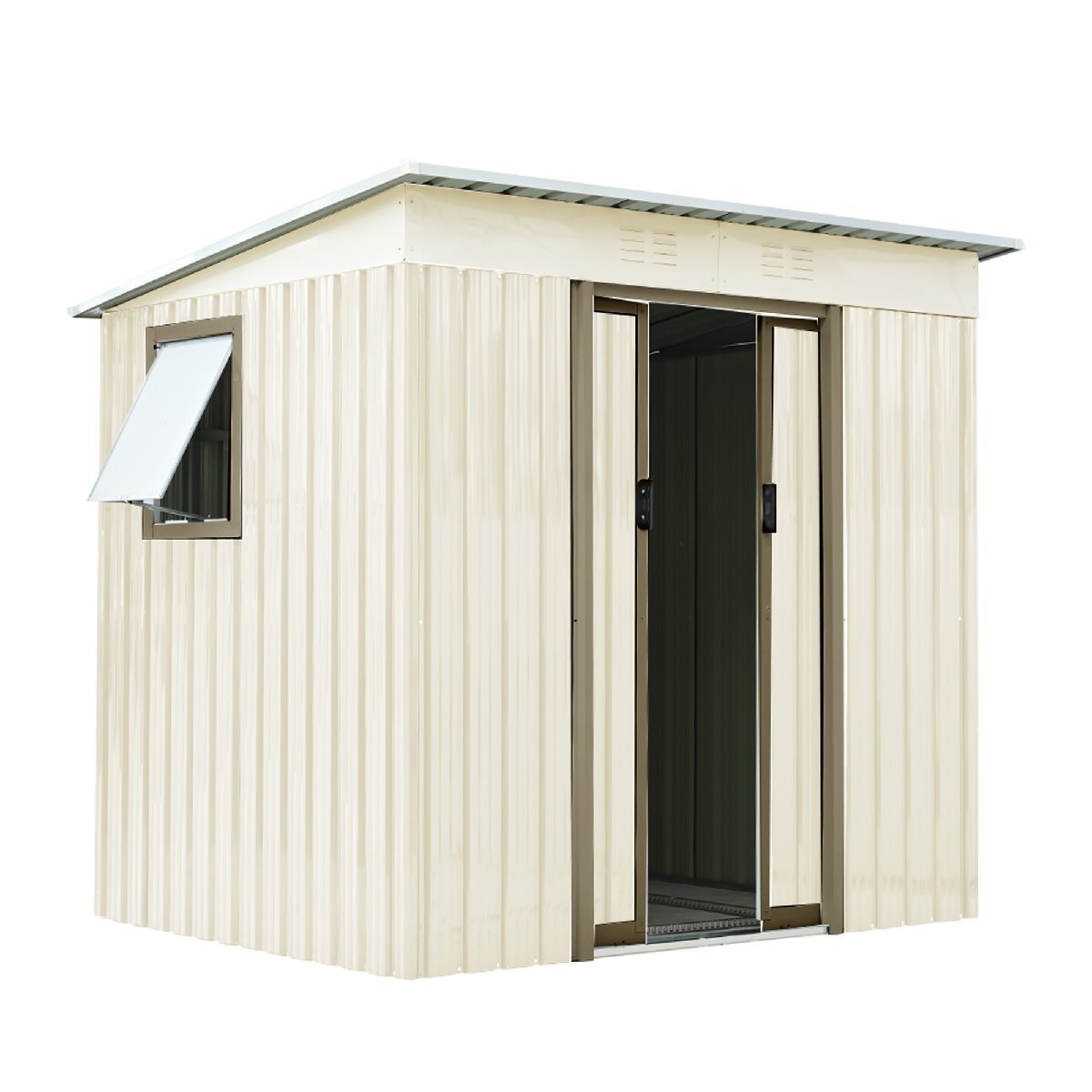 迅速配送・屋外 スチール 倉庫 床材補強フレーム付き 戸外収納庫 物置き おしゃれ 防さび ベランダ 防水 ドア スチール【グレーホワイト】拍卖