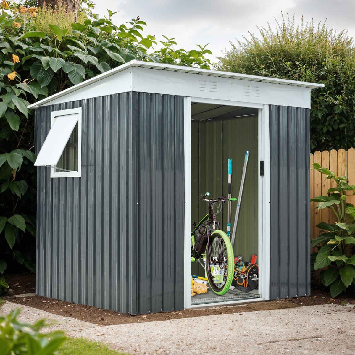 新作 物置 屋外 スチール 倉庫 戸外収納庫 物置き おしゃれ 大型 収納庫 防さび ベランダ 防水 ドア スチール物置 屋外収納 ガーデニング拍卖