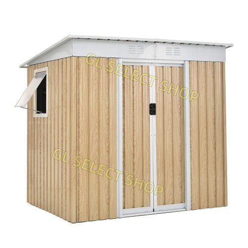 【可動棚&すべり出し窓付き】物置 屋外 スチール 床材補強フレーム付き 物置き おしゃれ 防さび ベランダ 防水 ドア【ナチュラル】拍卖