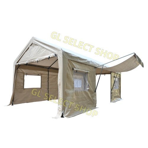 【UV防水 上開きドア】テント 車庫テント ガレージテント 3×6m UV ガレージテント 軽自動車用 駐車 仮設倉庫 タープテント【ベージュ】拍卖