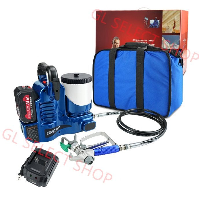 500W コードレスエアレススプレー機、1.1L/分高圧塗装機、1*21V リチウム電池付き、6 速度調整可能/1.2L ホッパー/最大圧力 15Mpa拍卖