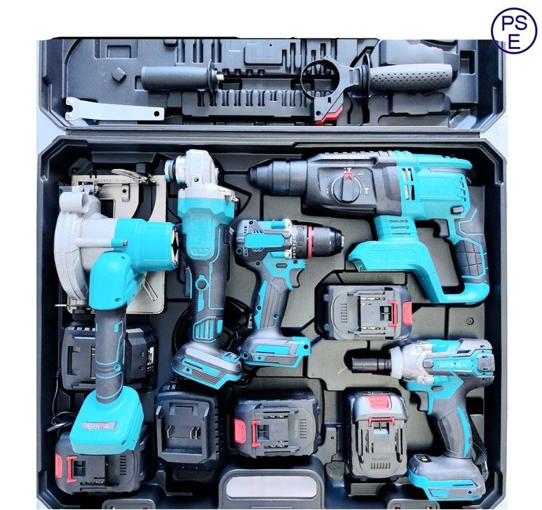 電動工具5点セット ノコギリ機/研磨機/ハンマドリル/インパクトレンチ/ドリルドライバー バッテリー4個 充電器2台 マキタバッテリー対応拍卖