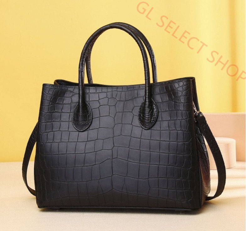 マット仕上げ 高級感 センター取り ワニ革 レディースバッグ ハンドバッグ クロコダイル 本革 2WAY トートバッグ 手提げ ショルダーバッグ拍卖