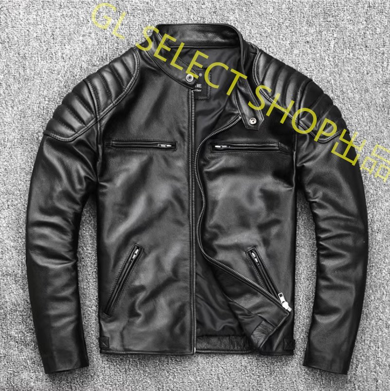 美品★肌触り最高*牛革レザー/バイク/ライダー/レザー/フライトジャケット、本革(t288)拍卖