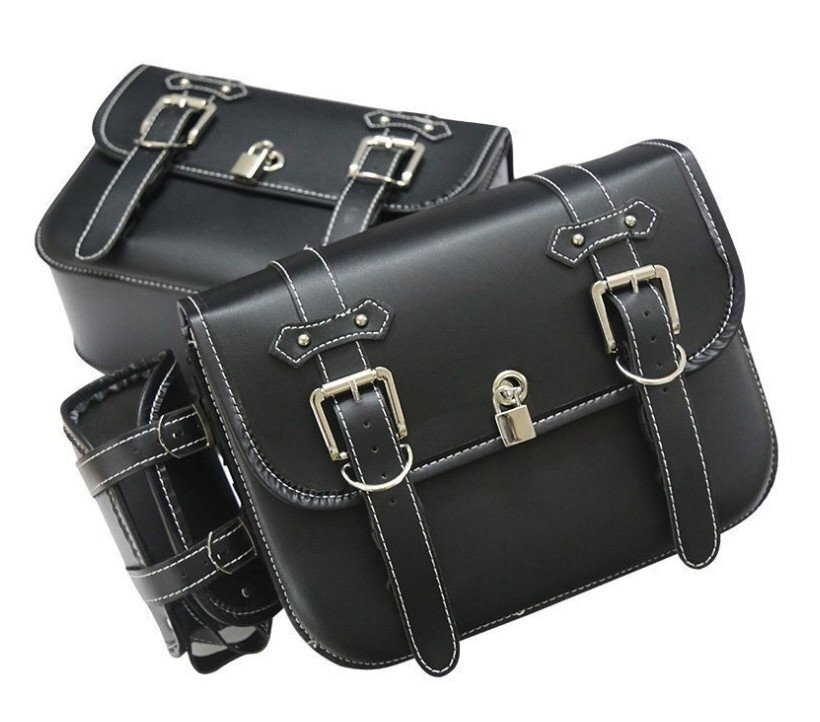 26*12*22cmサイドバッグ 左右2個セット バイク用シートバッグ PU 南京錠付き 防水 鍵 ケース 小物入れ ツーリング (A129)拍卖